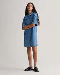 Denim Short Sleeve Shirt Dress