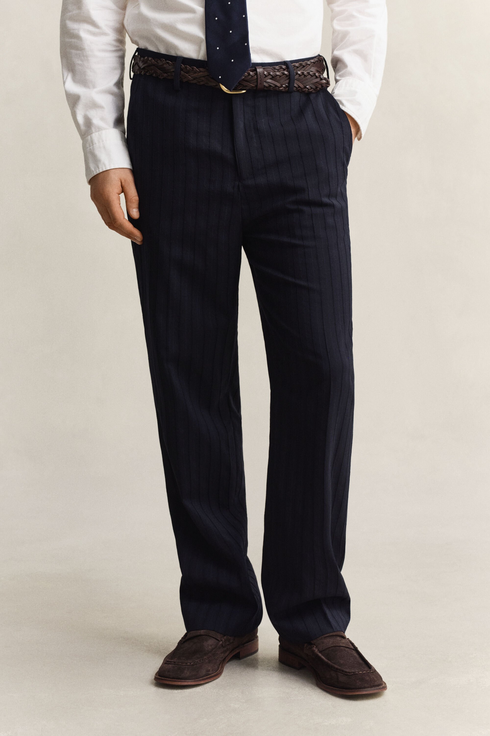 Tonal Pinstriped Suit Pants