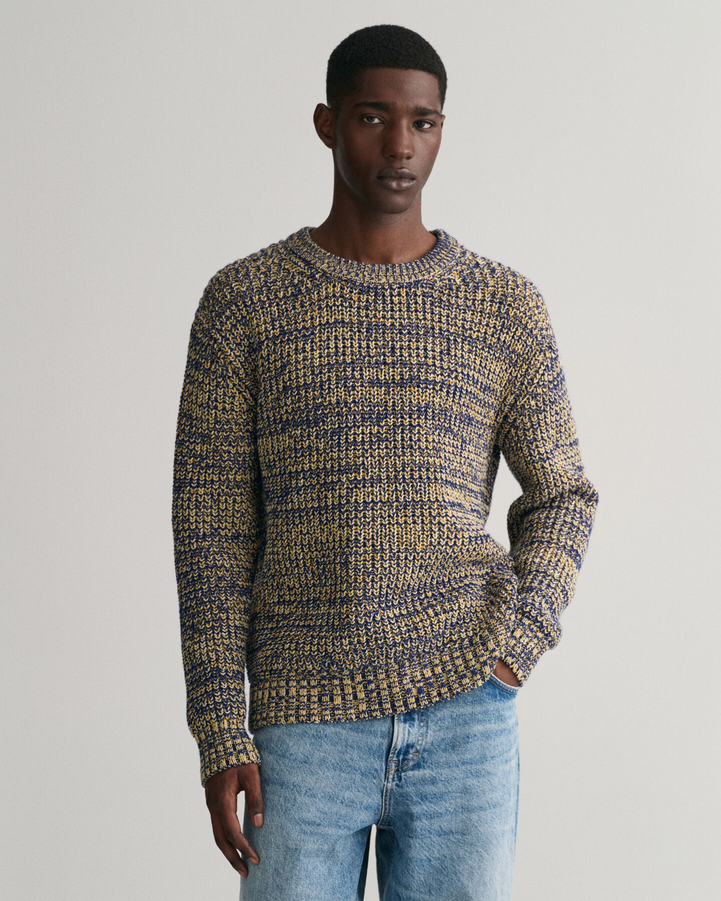 Multicolored Ribbed Crew Neck Sweater
