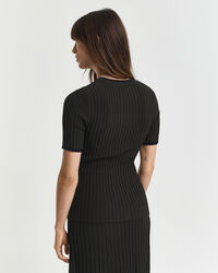 Contrast Ribbed Short Sleeve Sweater