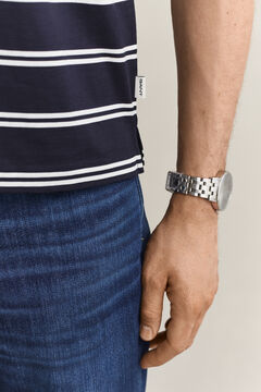Striped Pima Cotton Polo Shirt — EVENING BLUE 3
