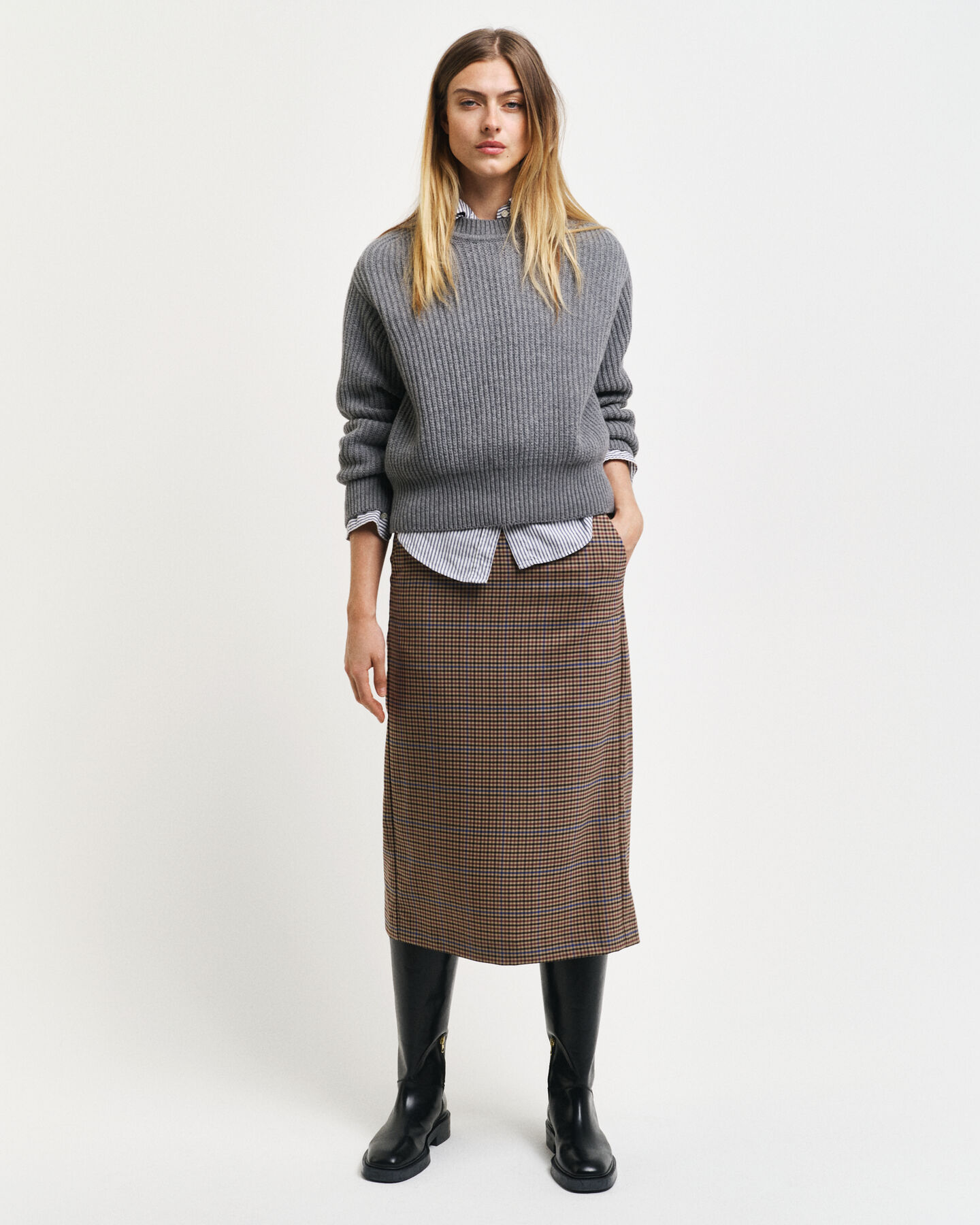 Checked Pencil Skirt