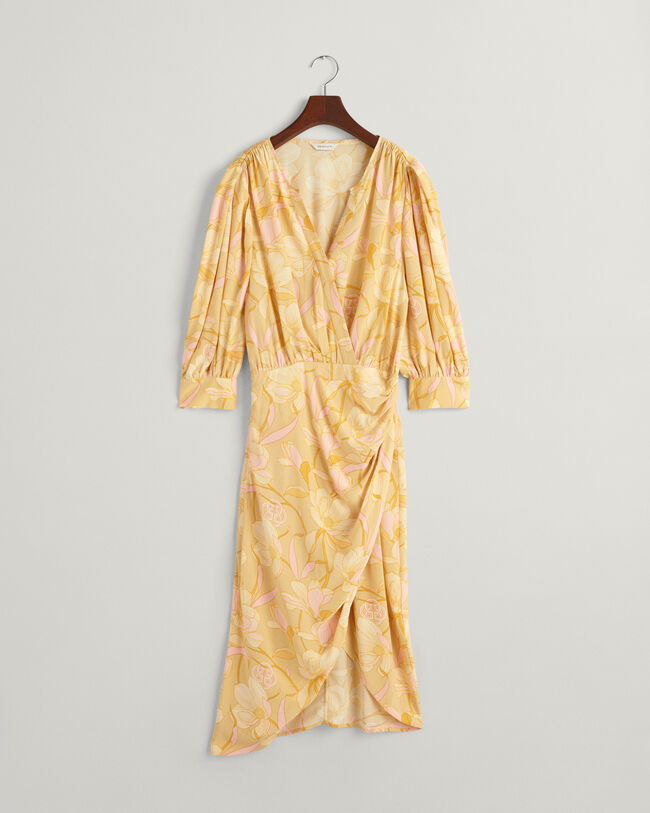 Regular Fit Magnolia Print Wrap Dress