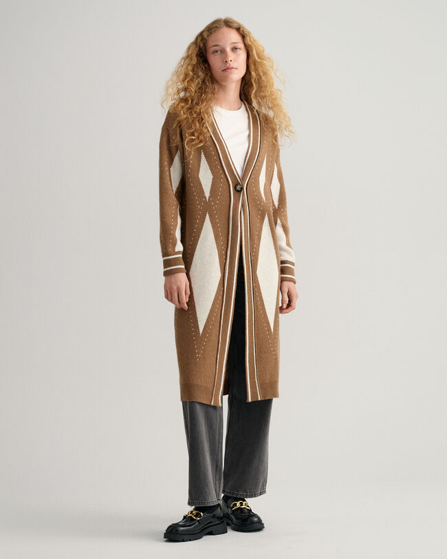 Argyle Long Cardigan