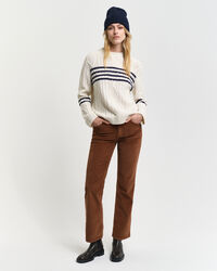 Constrast Striped Cable Knit Sweater