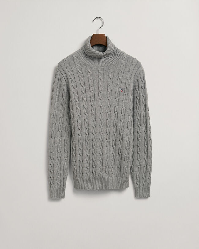 Cotton Cable Turtleneck Sweater