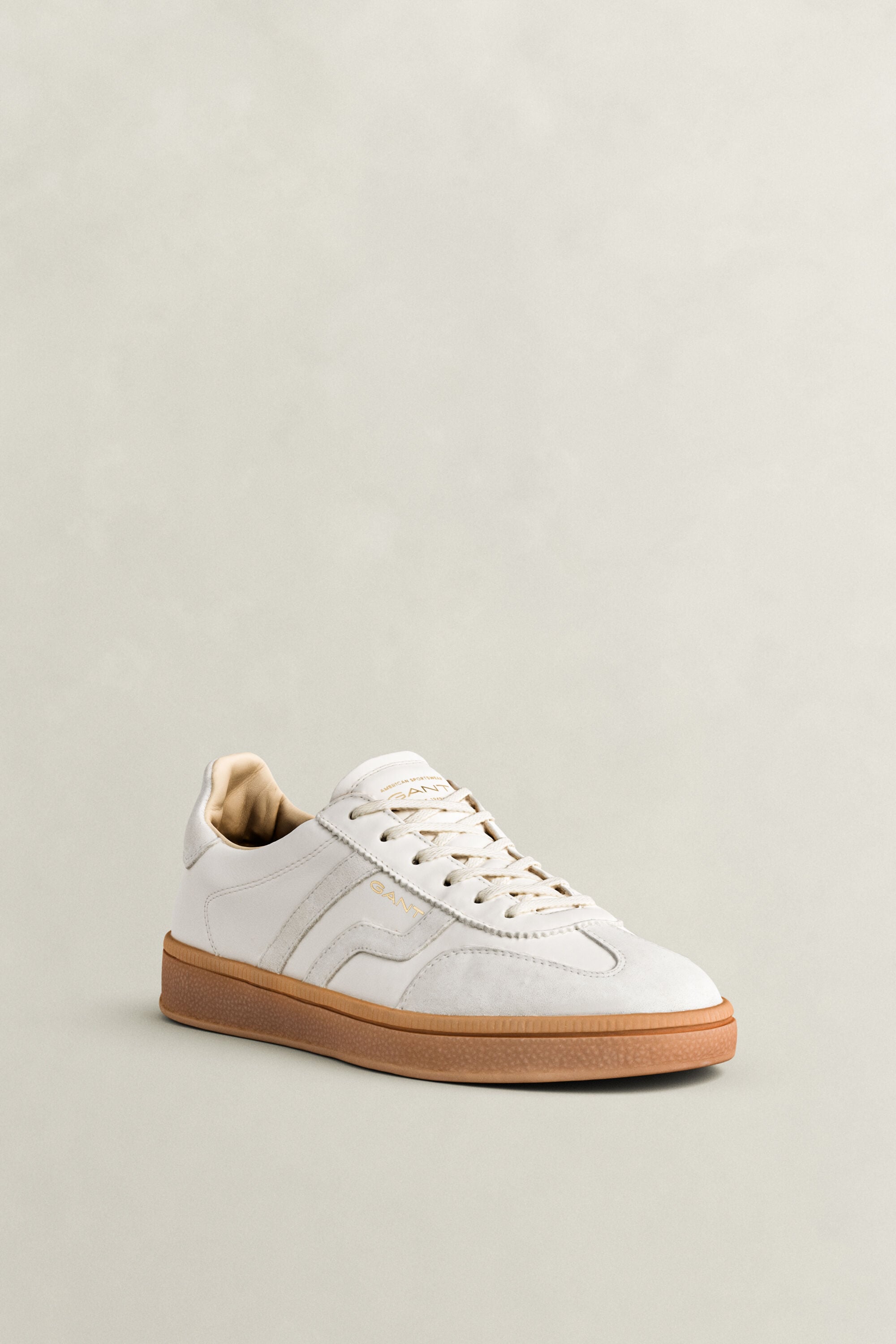 Cuzima Leather Suede Sneakers — WHITE