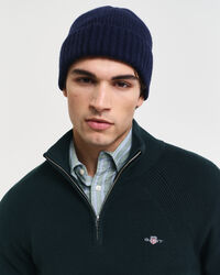 Ribbed Cotton Wool Half-Zip Sweater