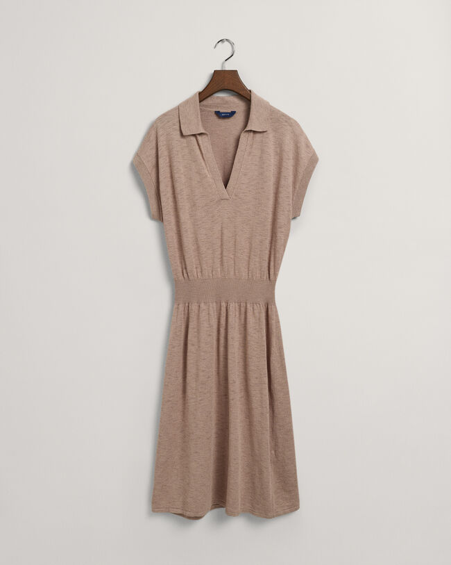 Collared Linen Blend Dress