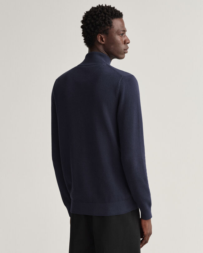 Cotton Piqué Half-Zip Cardigan