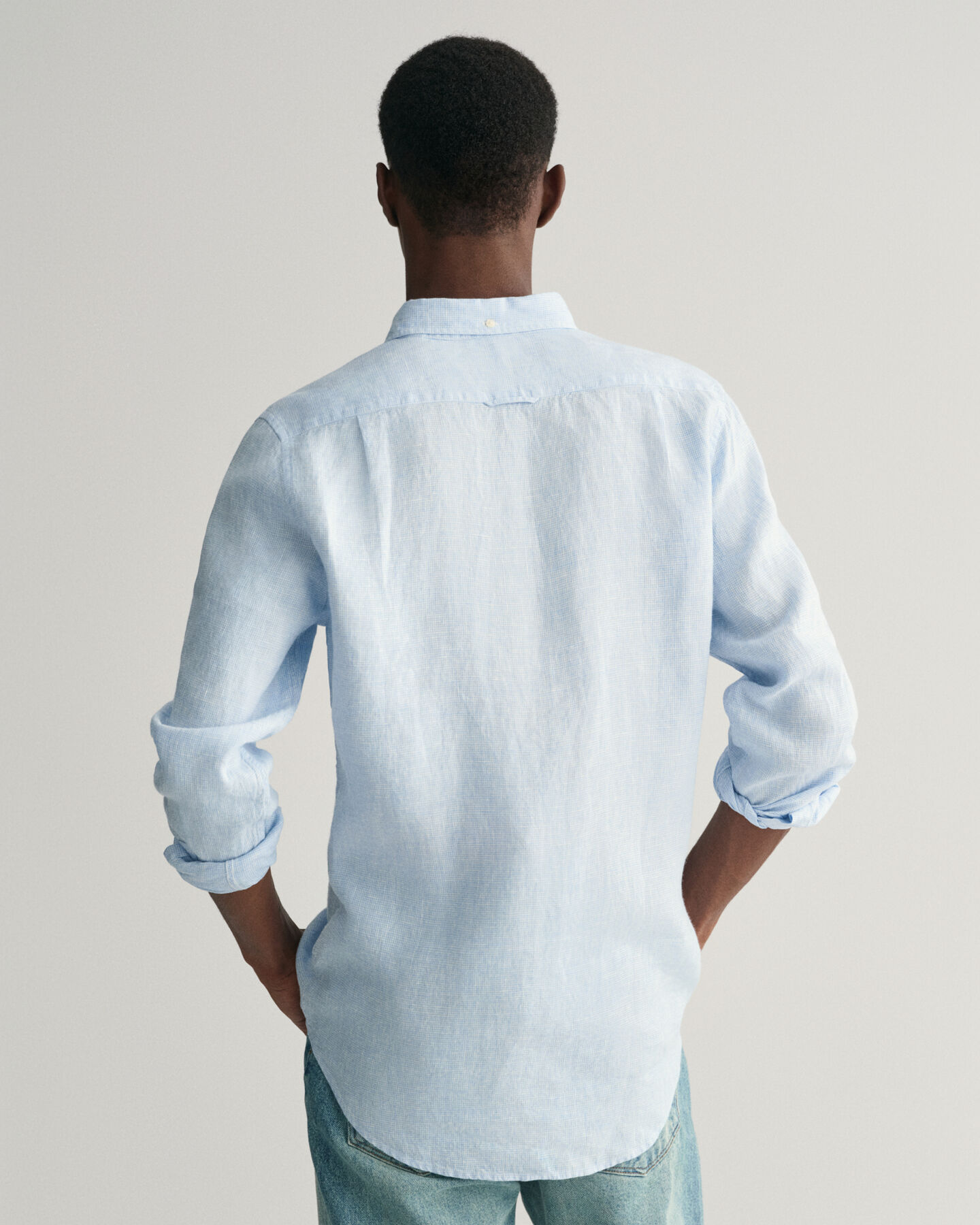 Slim Fit Houndstooth Linen Shirt