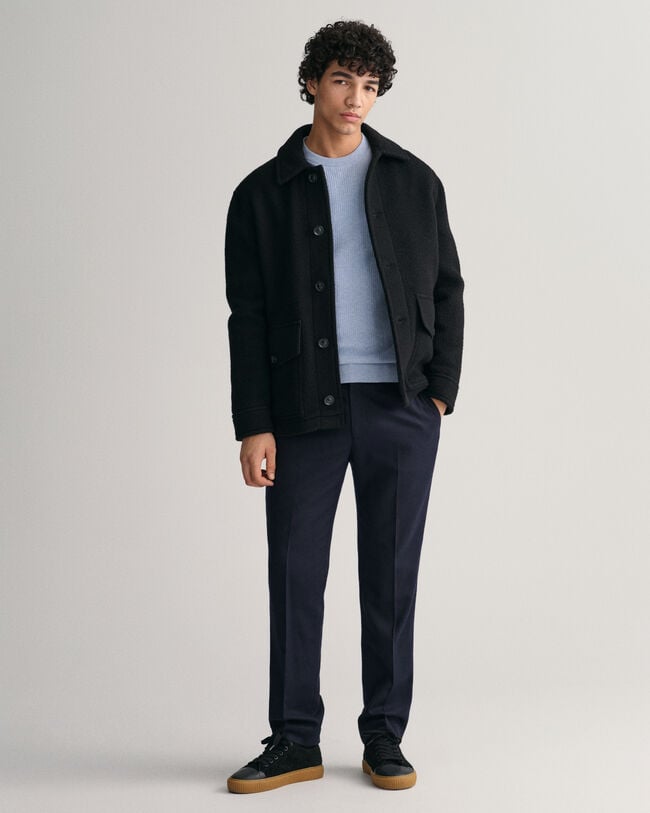 Micro Cotton Textured Crew Neck Sweater