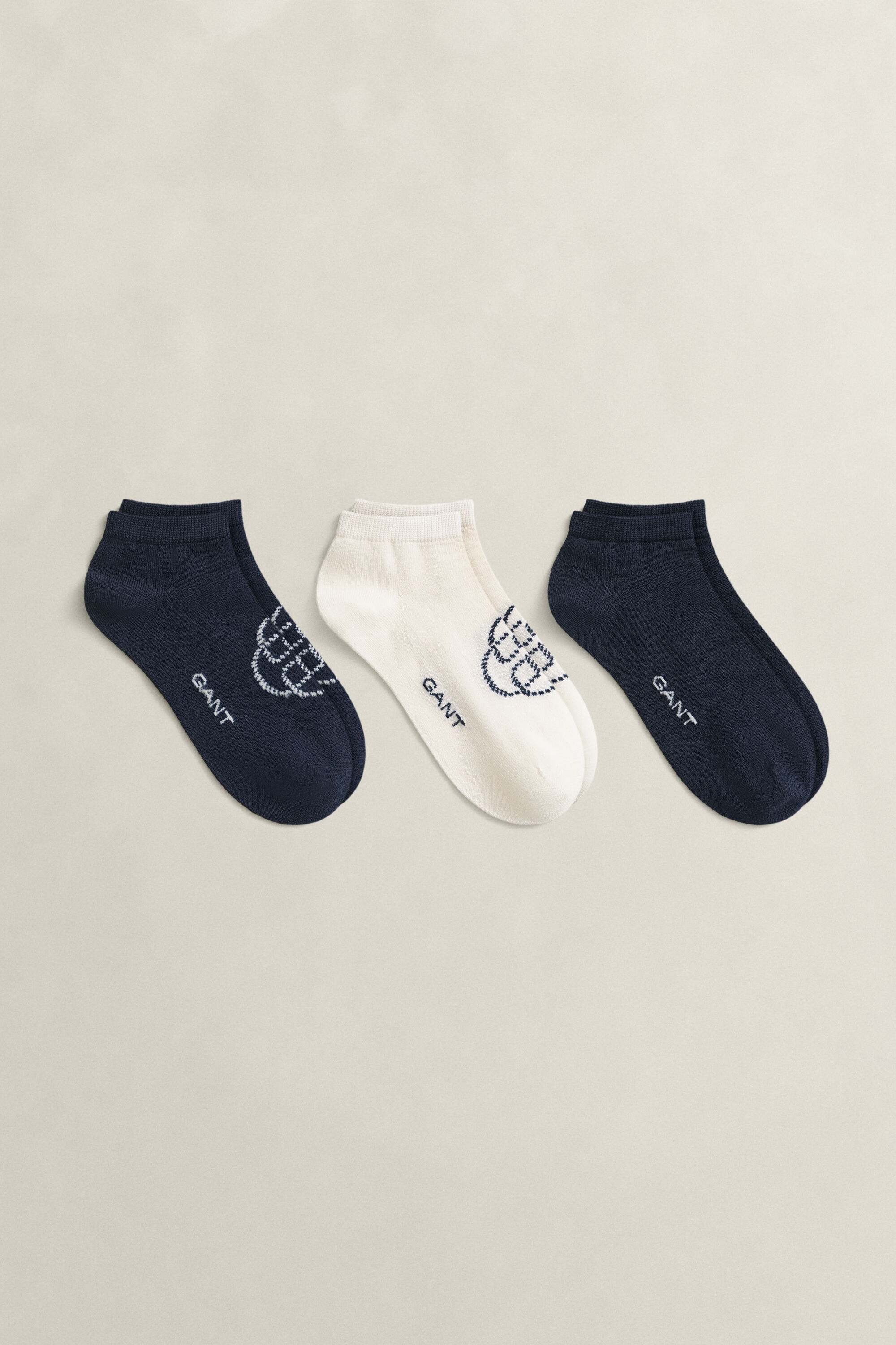 3-Pack Monogram & Solid Ankle Socks