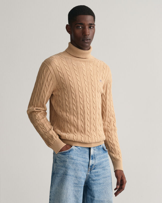 Cotton Cable Knit Turtleneck Sweater - GANT