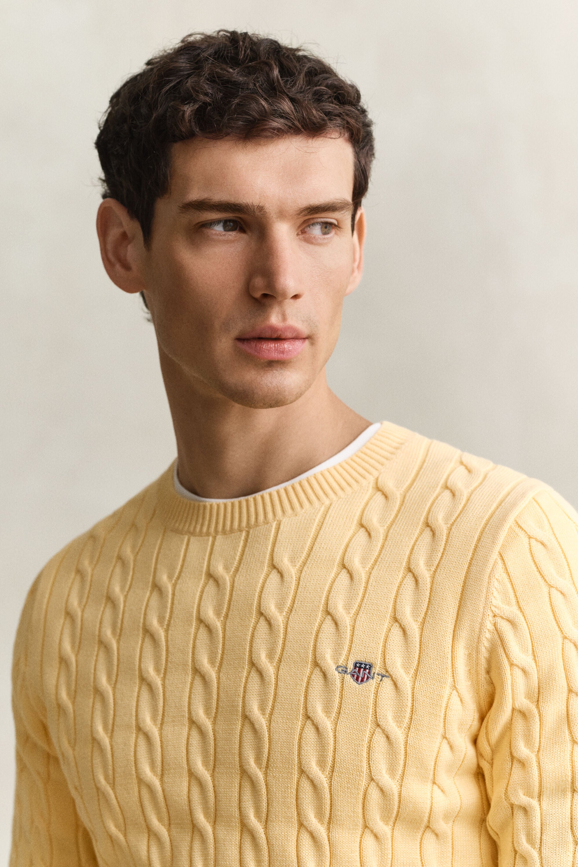 Cotton Cable Knit Crew Neck Sweater