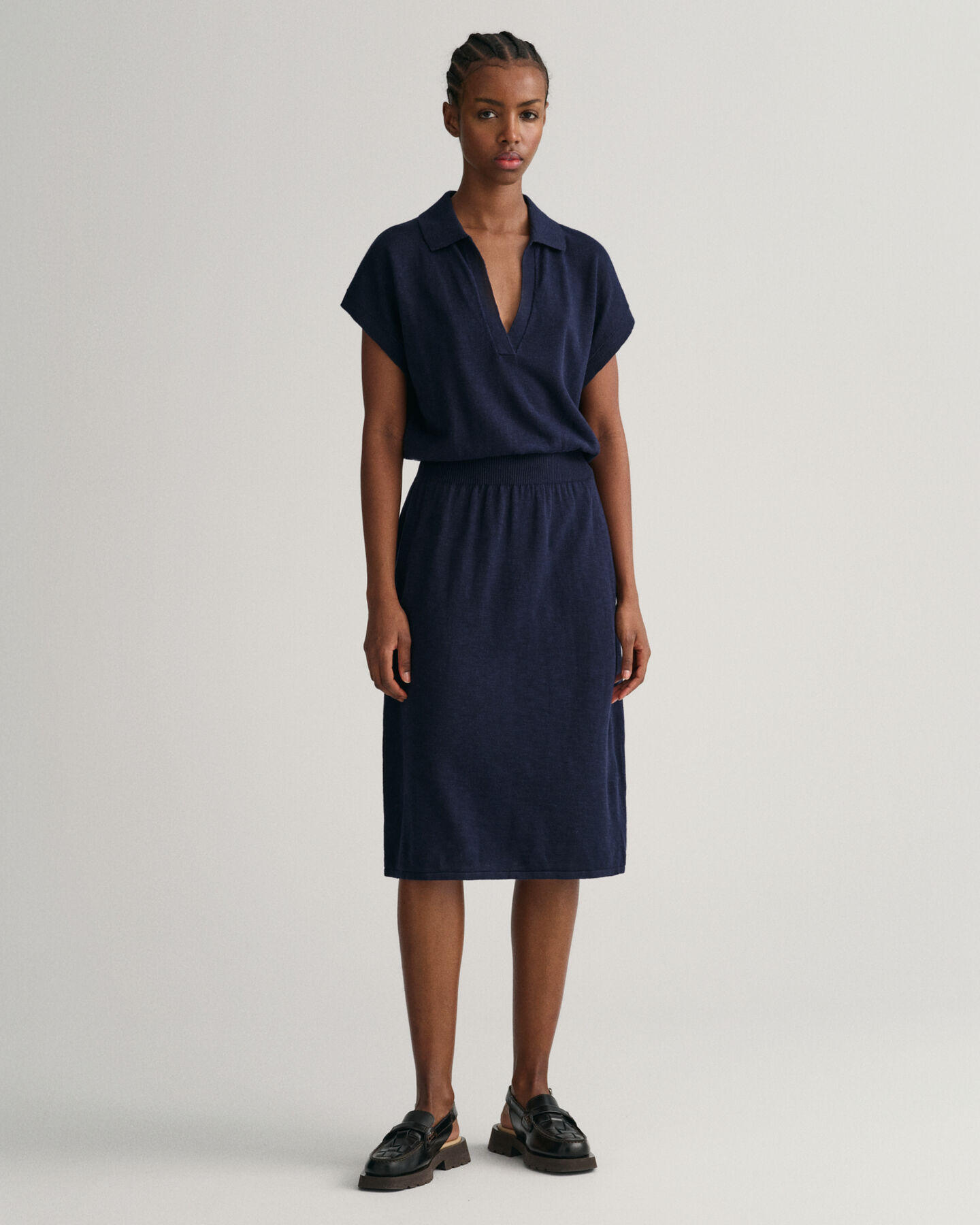 Collared Linen Blend Dress
