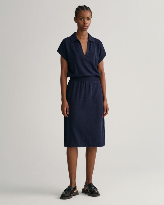 Collared Linen Blend Dress