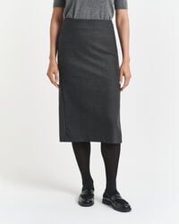 Midi Checked Wool Pencil Skirt