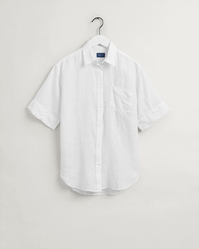 Relaxed Fit Linen Chambray Short Sleeve Shirt