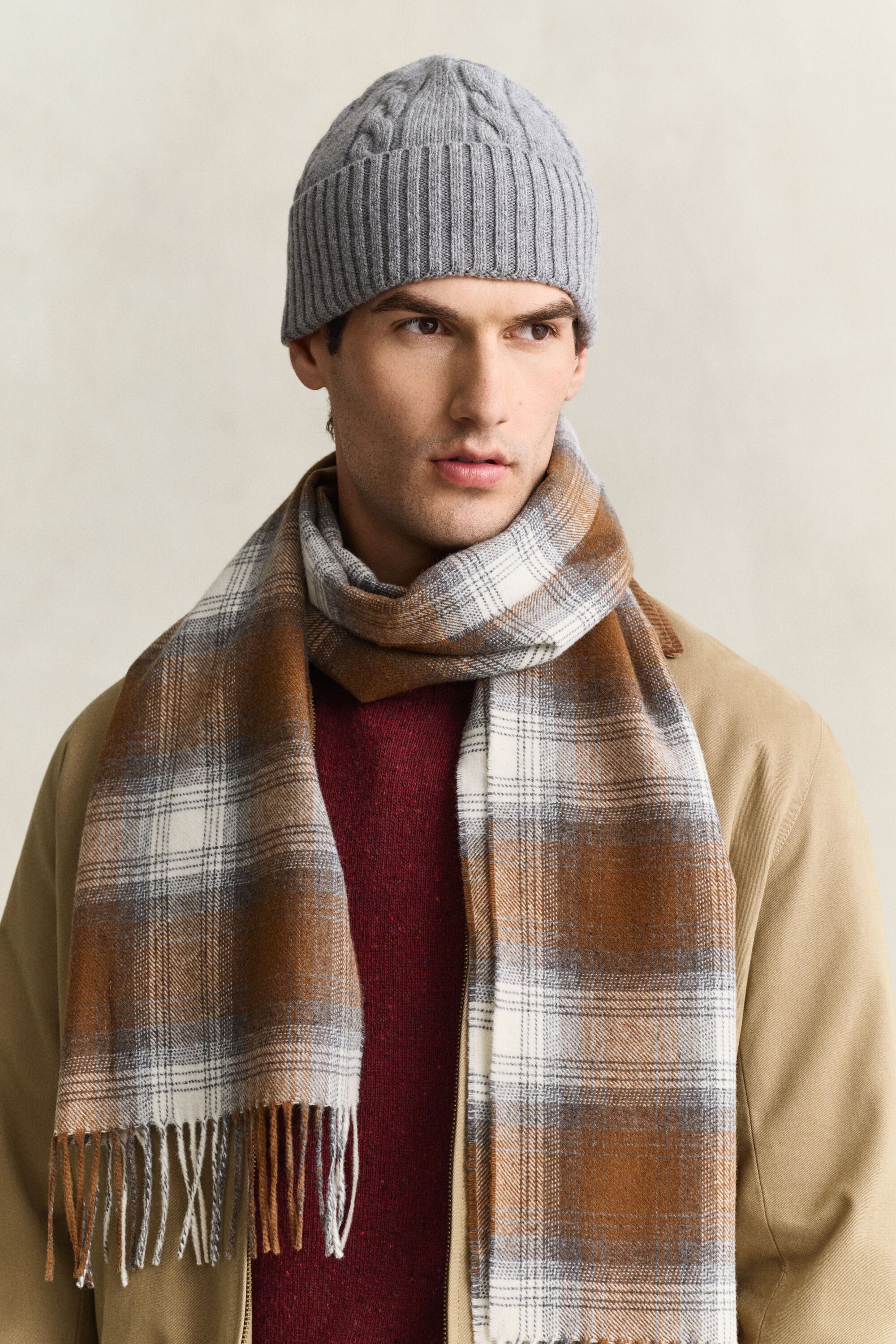 Lambswool Cable Knit Beanie
