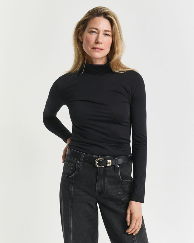 Lightweight Cotton Turtleneck Top