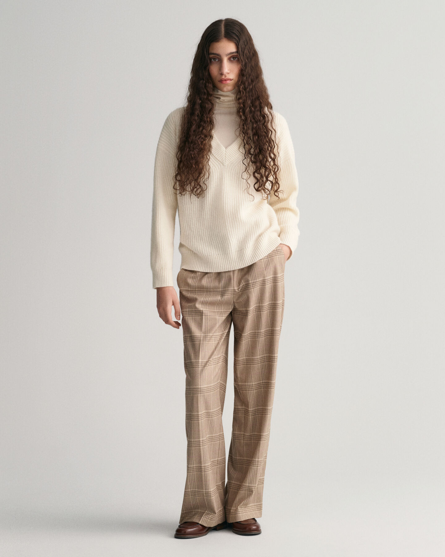 Relaxed Fit Checked Pull-On Pants