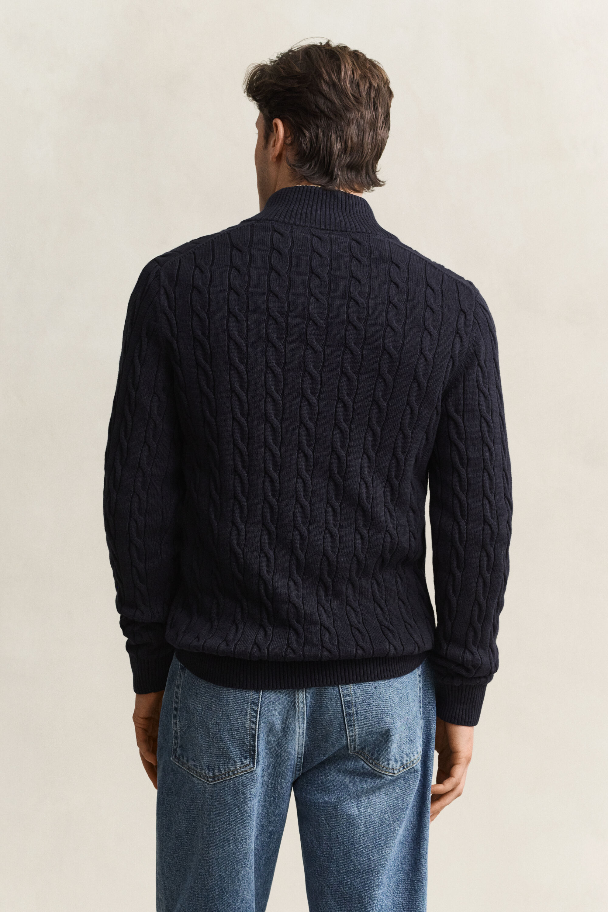 Cotton Cable Knit Half-Zip Sweater