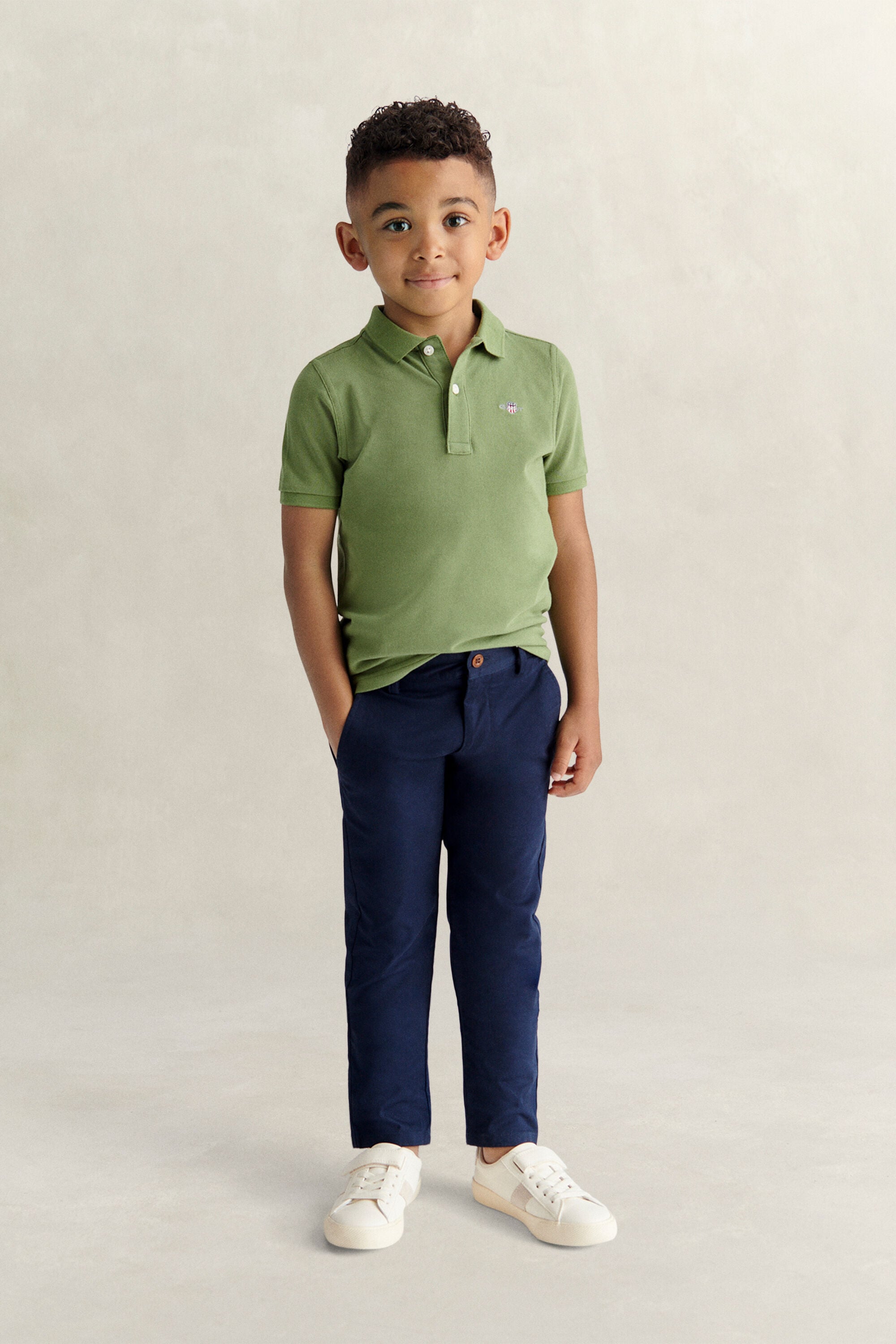 Kids Shield Polo Shirt — HERB GREEN