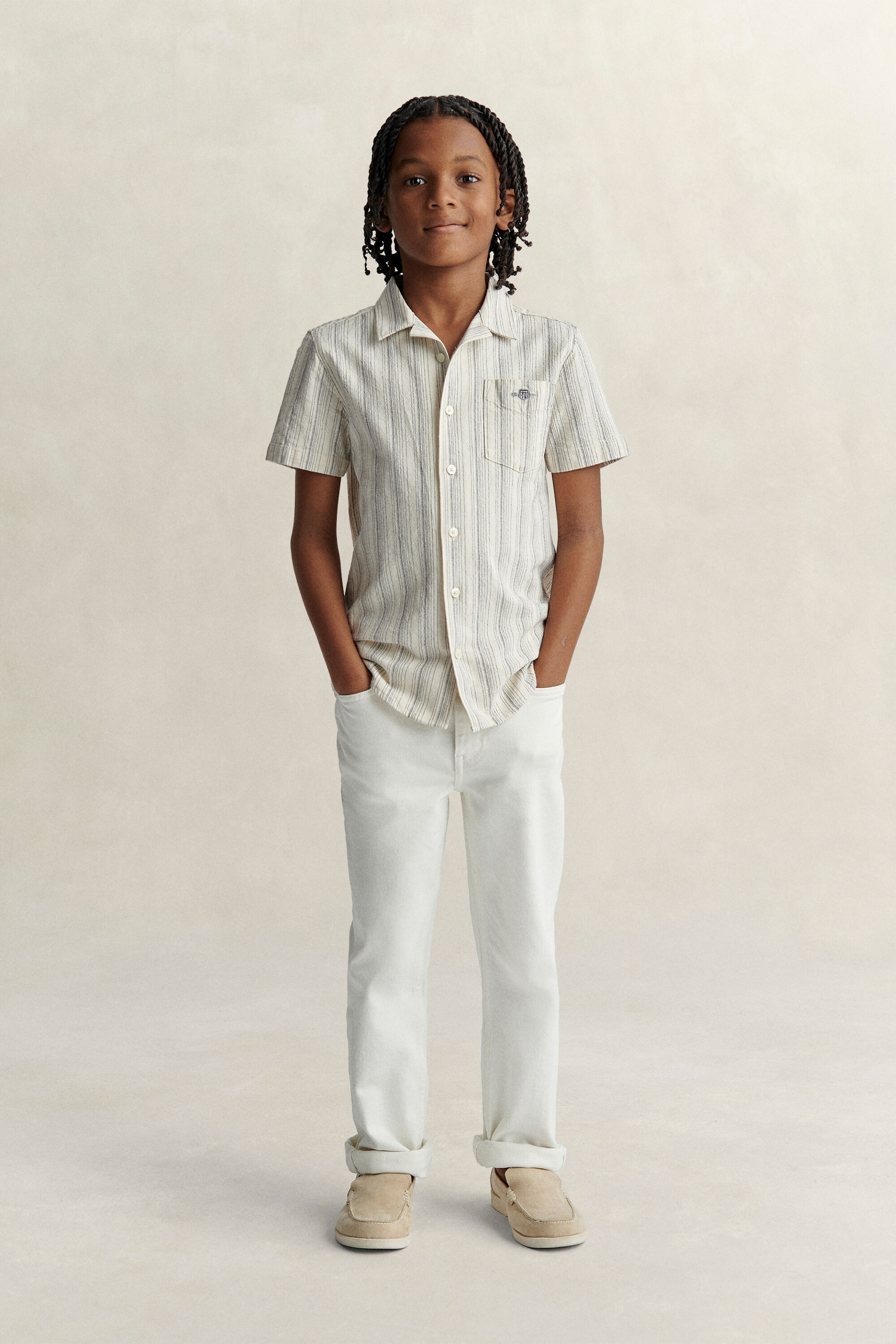 Teen Boys Striped Linen Blend Shirt