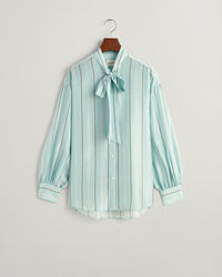 Silk Striped Bow Blouse