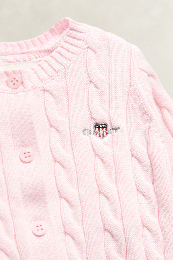 Baby Shield Cable Knit Cardigan — LIGHT PINK