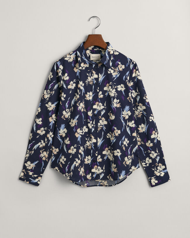 Regular Fit Floral Print Cotton Voile Shirt