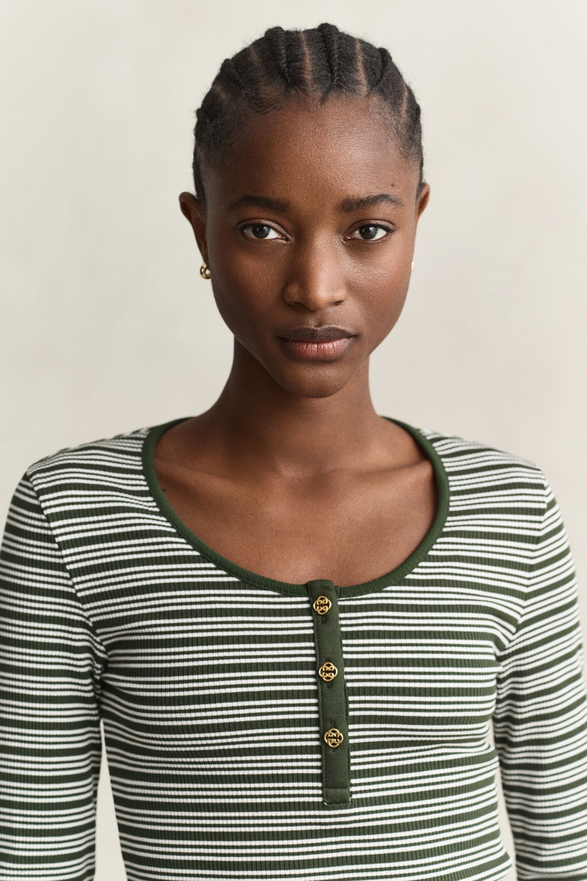 Ribbed Long Sleeve Henley Top