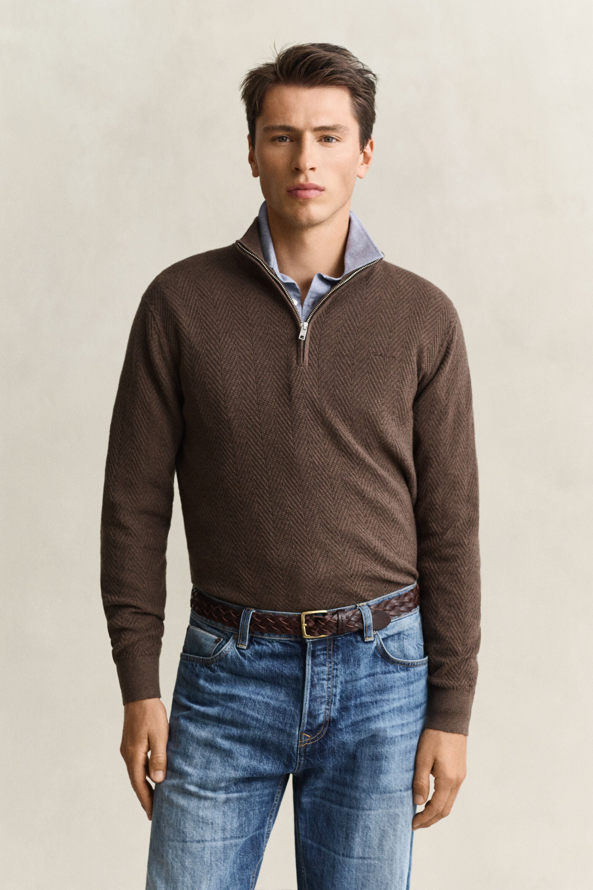 Herringbone Half-Zip Sweater
