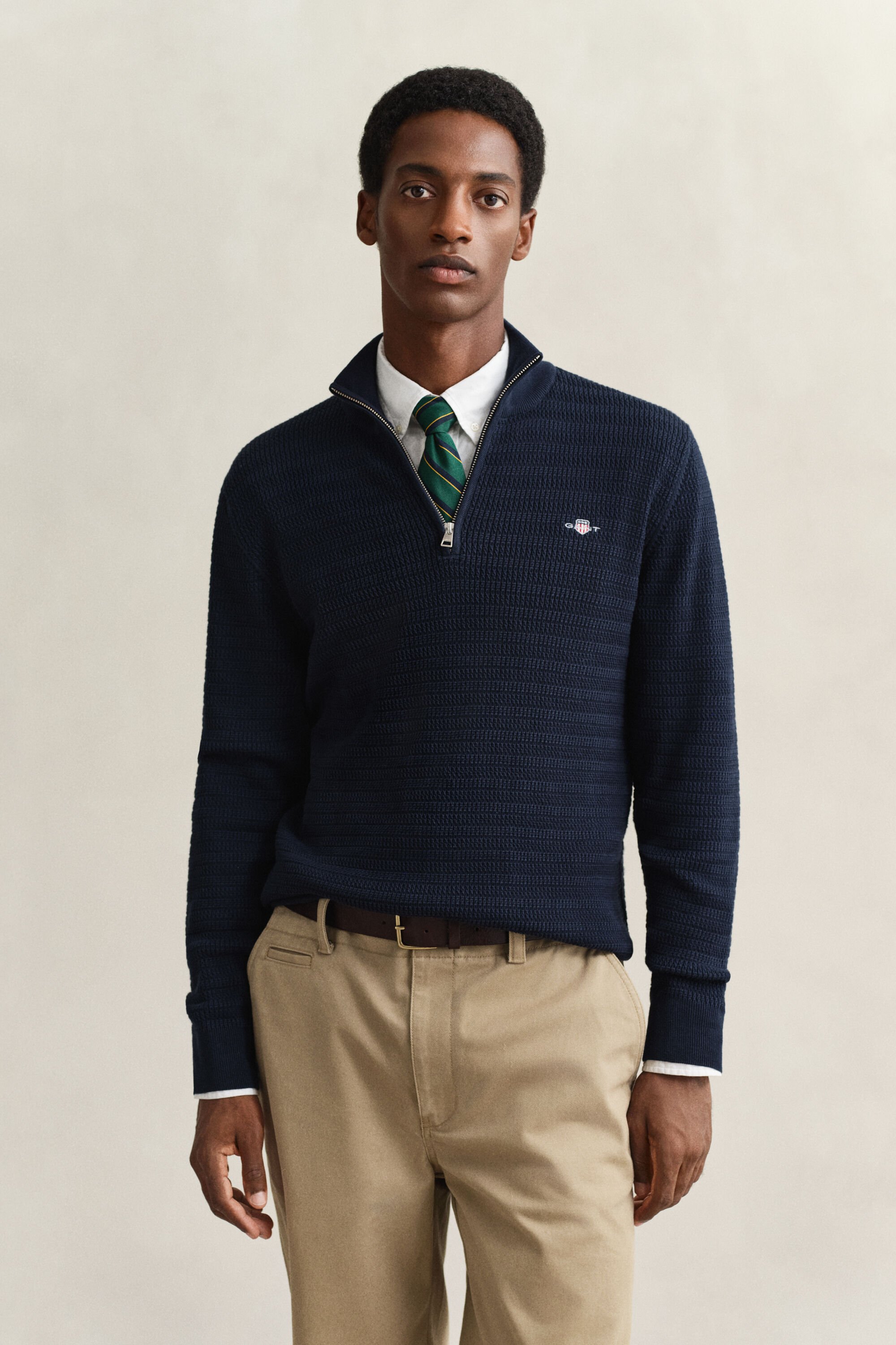 Mini Cable Knit Half-Zip Sweater