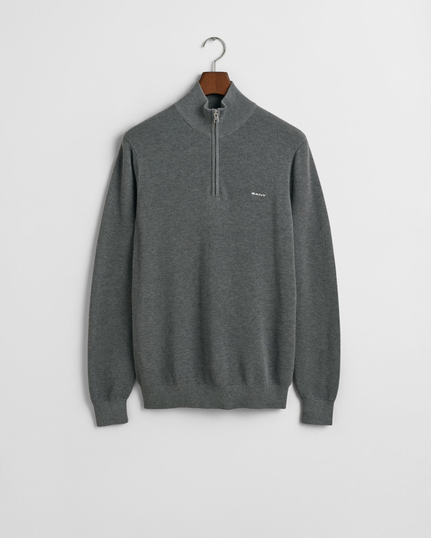 Cotton Piqué Half-Zip Sweater
