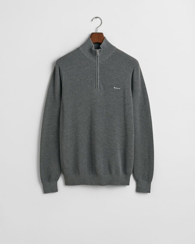 Cotton Piqué Half-Zip Sweater