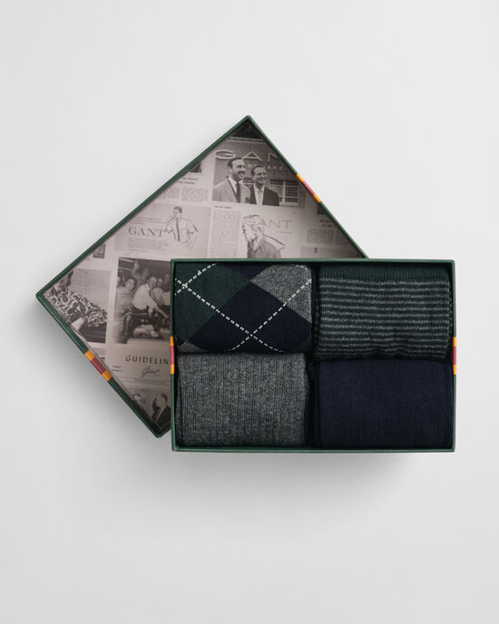 4-Pack Argyle & Striped Socks Gift Box