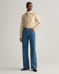 Regular Fit G Patterned Cotton Silk Shirt