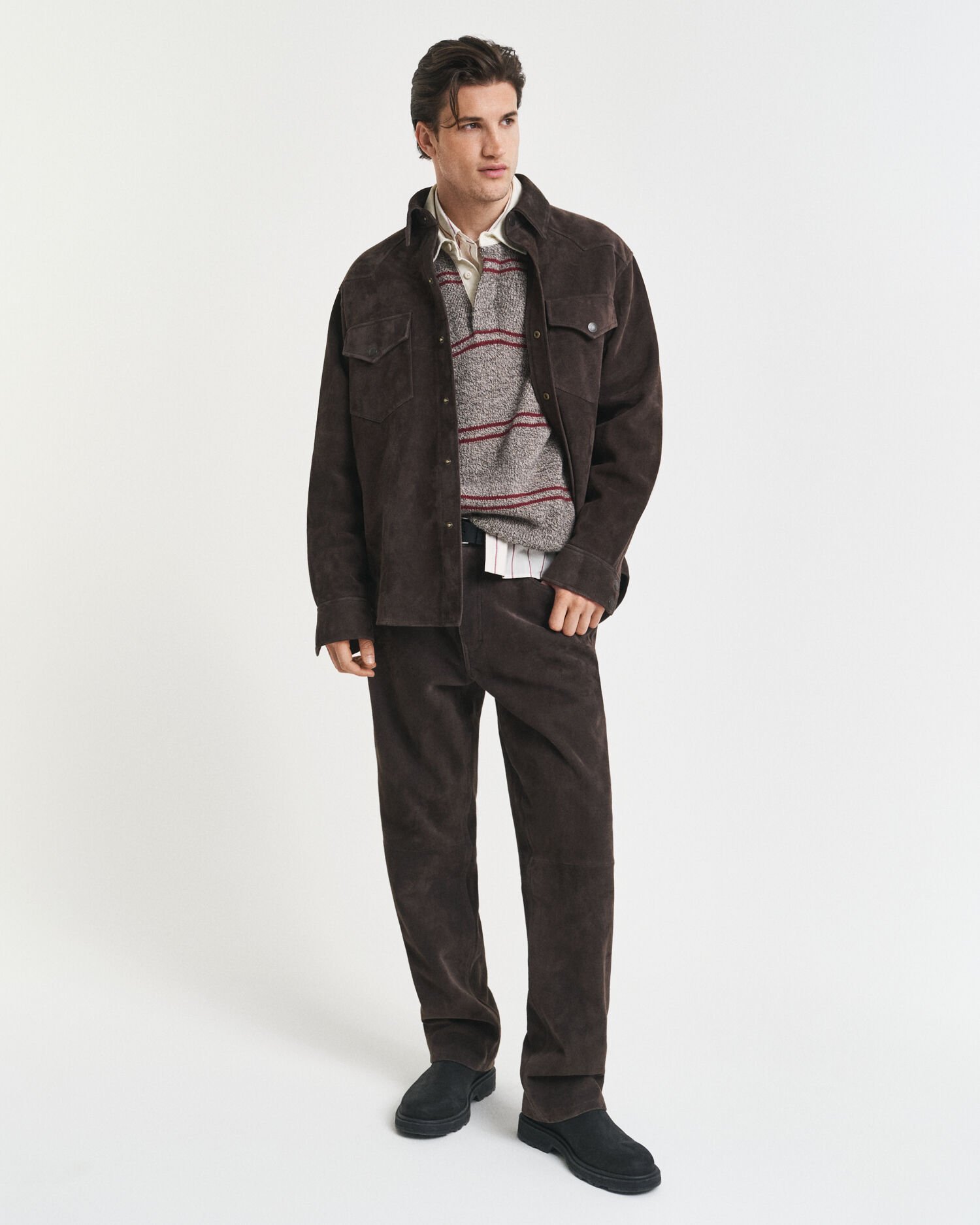 Striped Wool Blend Polo Sweater