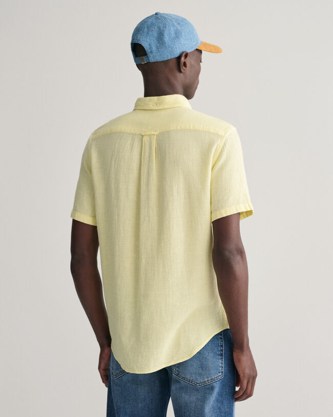 Regular Fit Textured Cotton Linen Short Sleeve Shirt