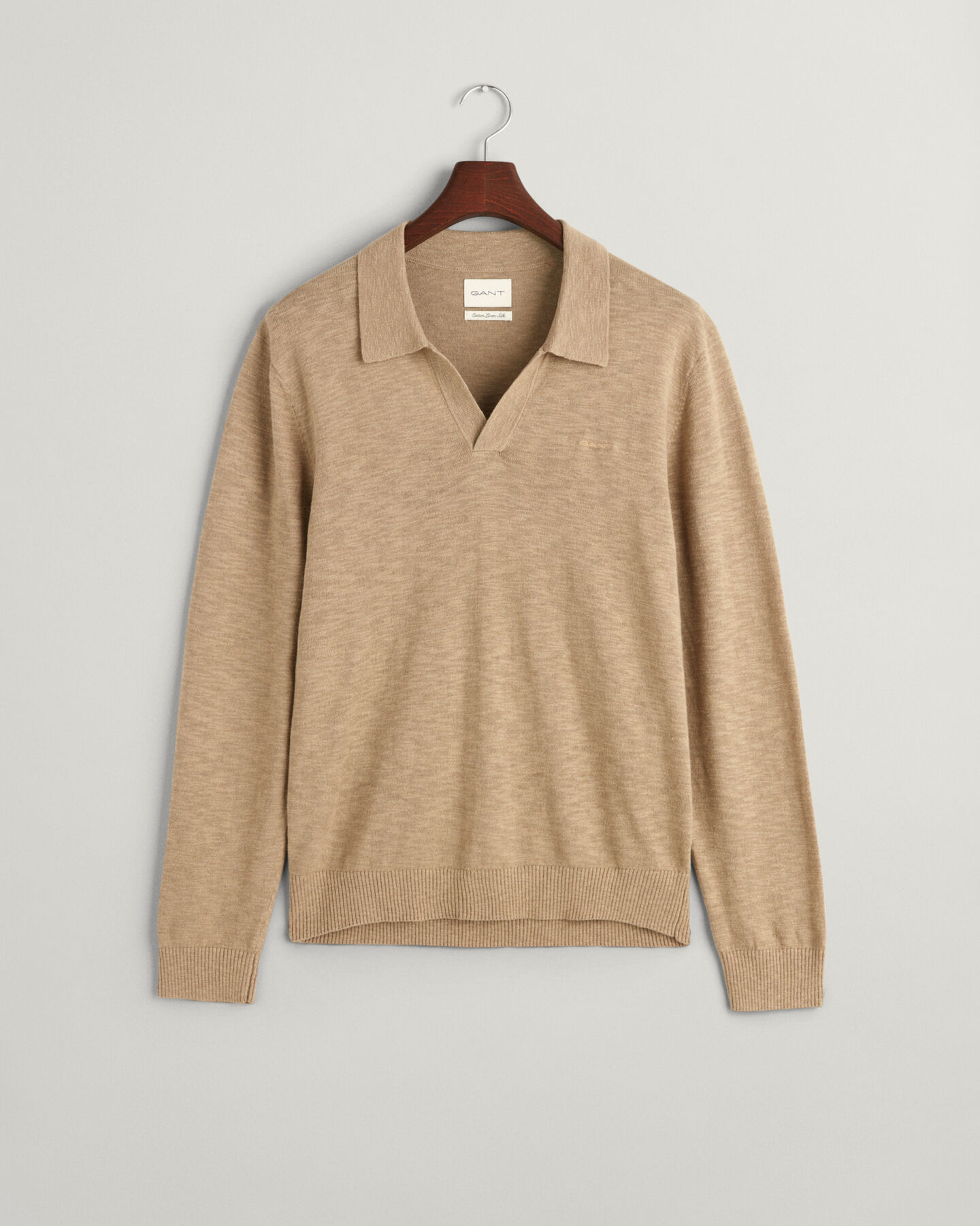 Cotton Linen Open Polo Sweater