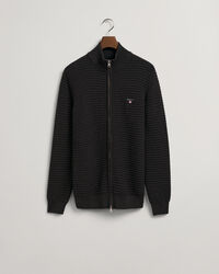 Cotton Texture Full-Zip Sweater