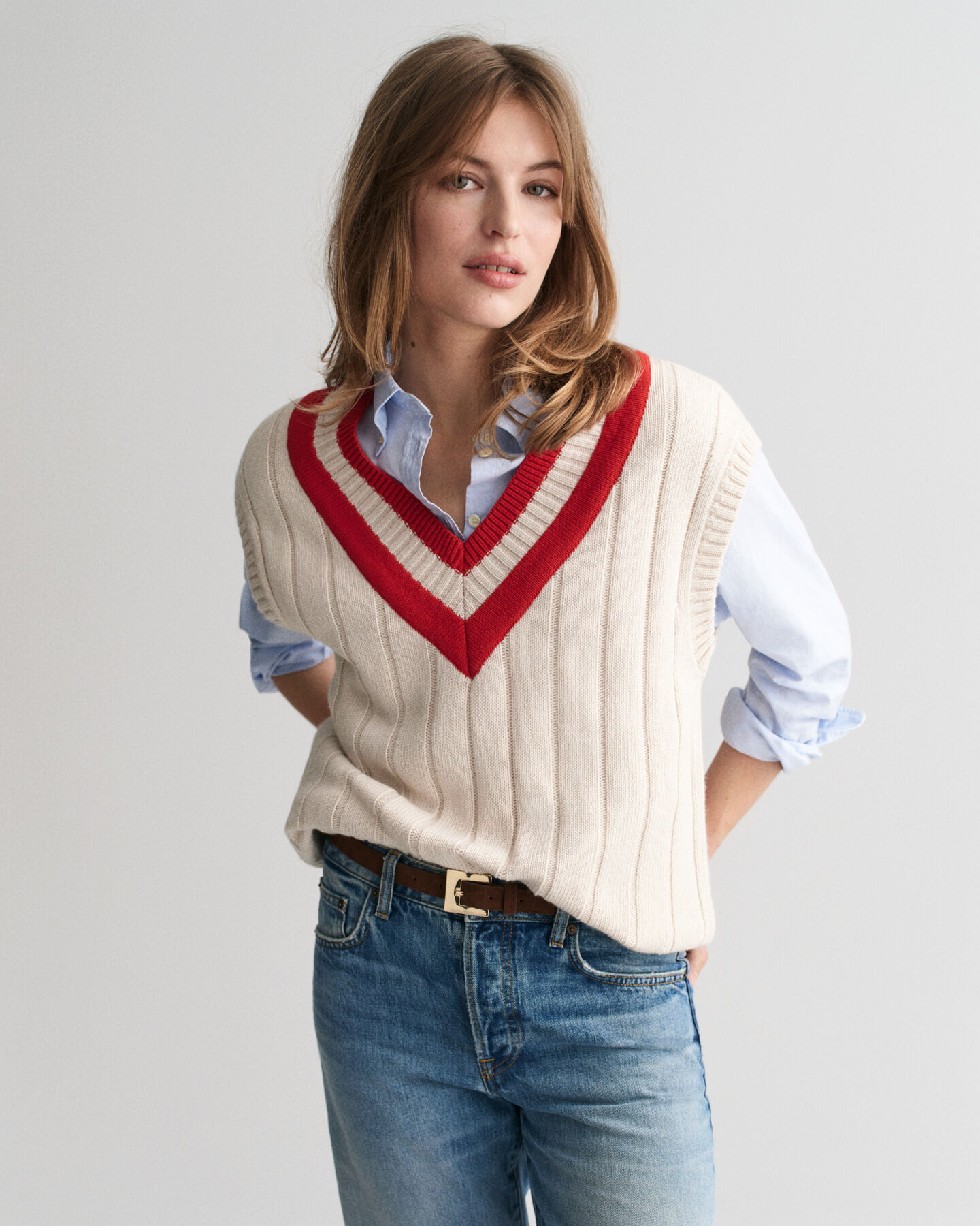 Contrast V-Neck Vest