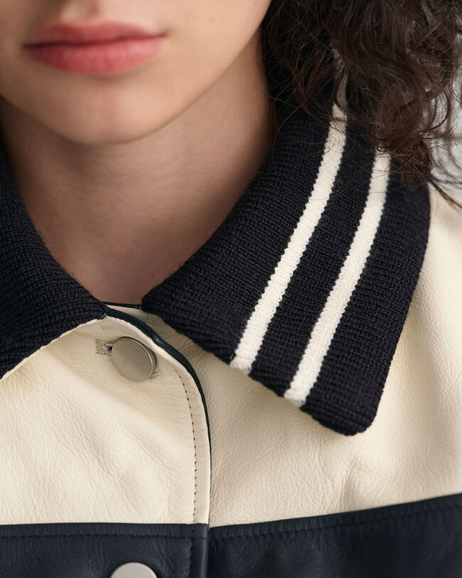 Blocked Leather Jacket