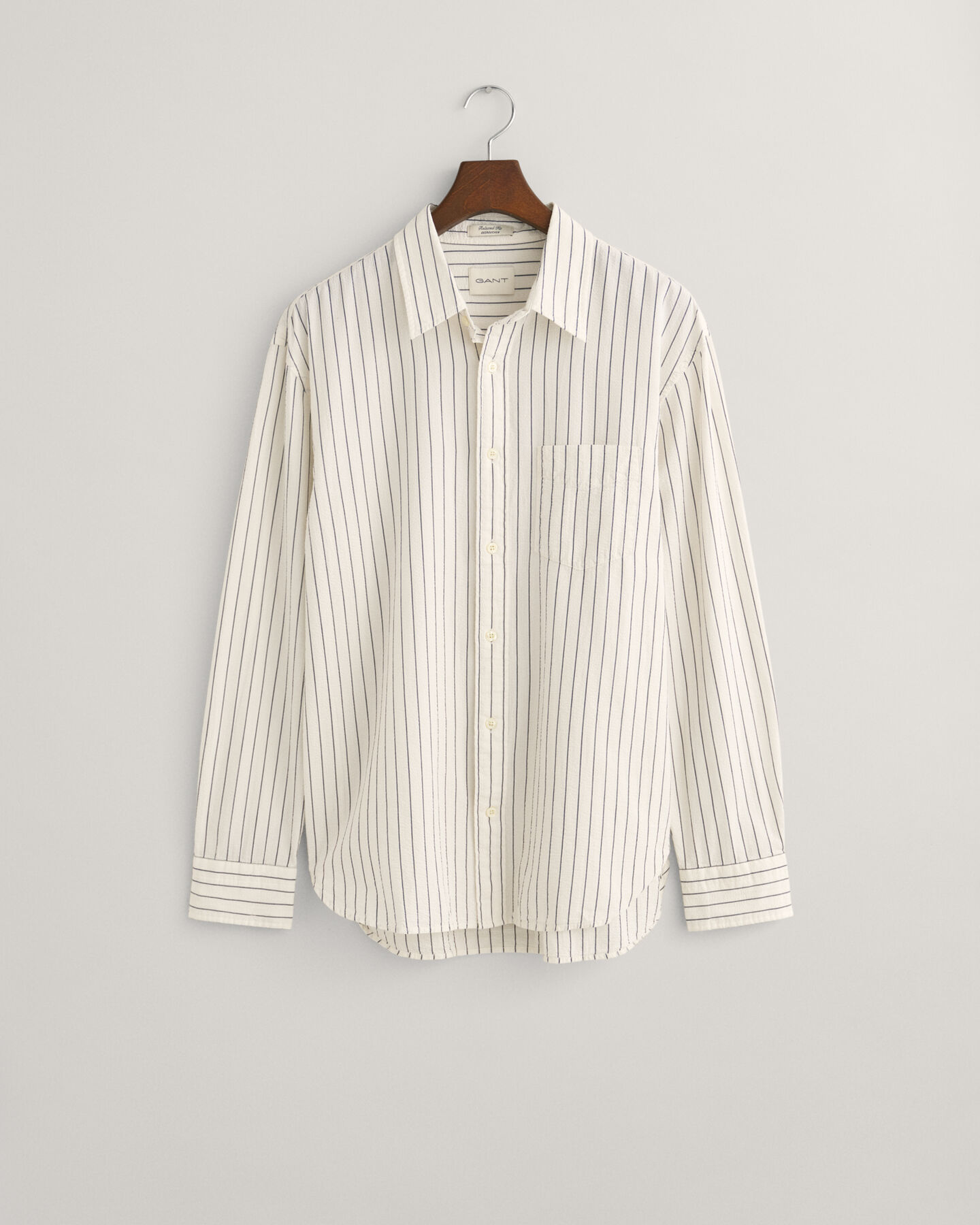 Relaxed Fit Pinstriped Seersucker Shirt