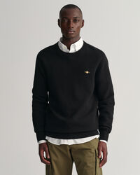 Textured Cotton Crew Neck Sweater