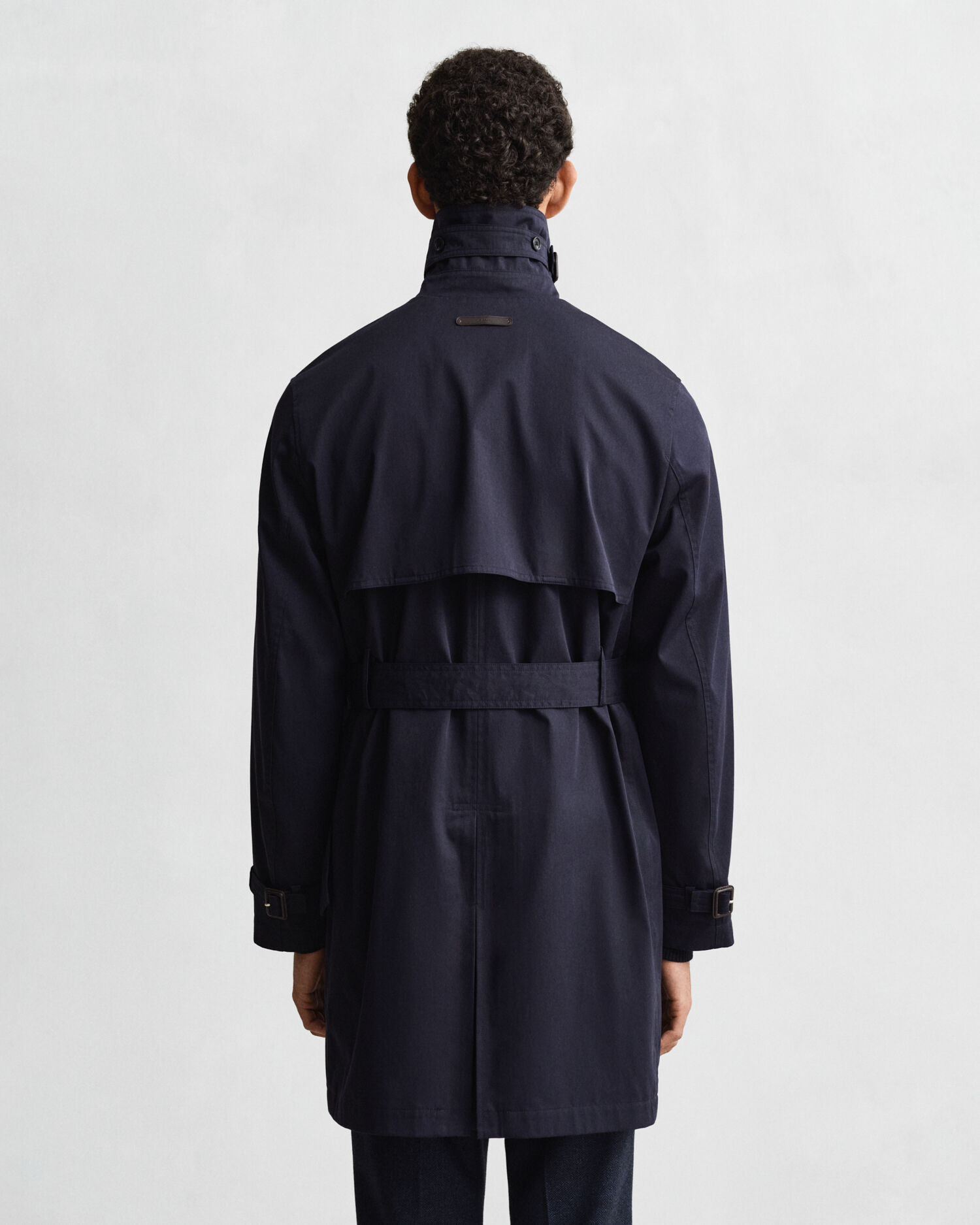 Cotton Blend Trench Coat — EVENING BLUE