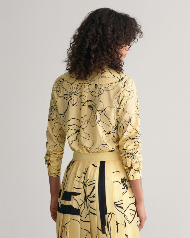 Regular Fit Line Drawing Cotton Voile Shirt