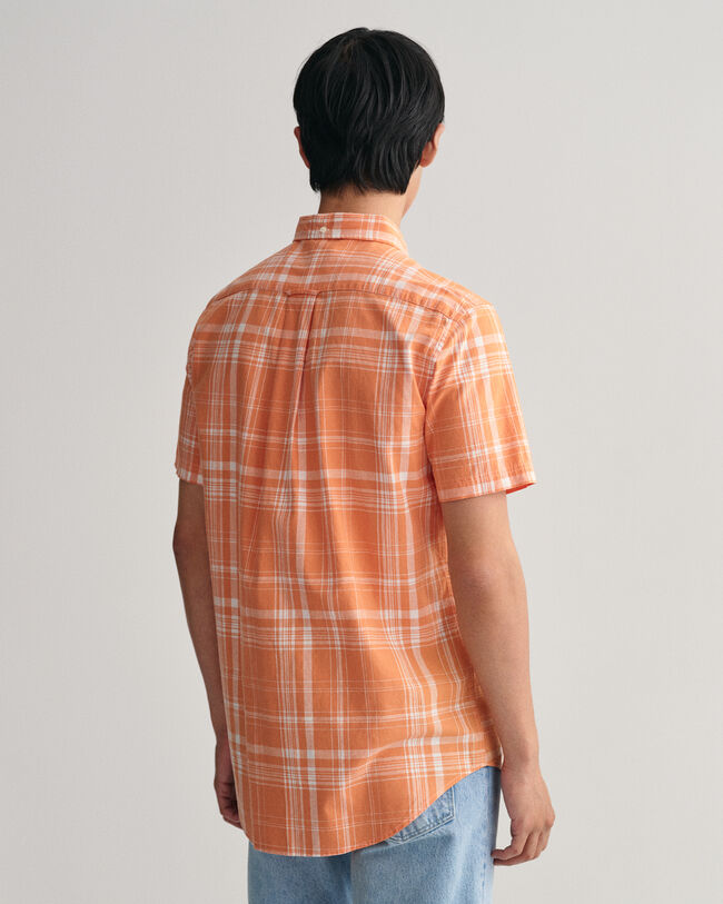 Regular Fit Check Cotton Linen Short Sleeve Shirt